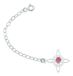 Pulsera Plata 925 Nudo Bruja Celta Ajustable Zirconia Roja - Imagen 3