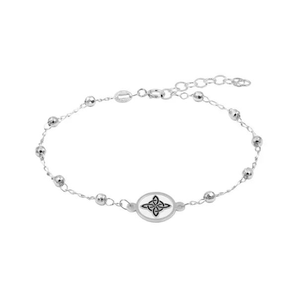 Pulsera de plata .925 blanco Nudo de Bruja ajustable esmaltado — Joyaris