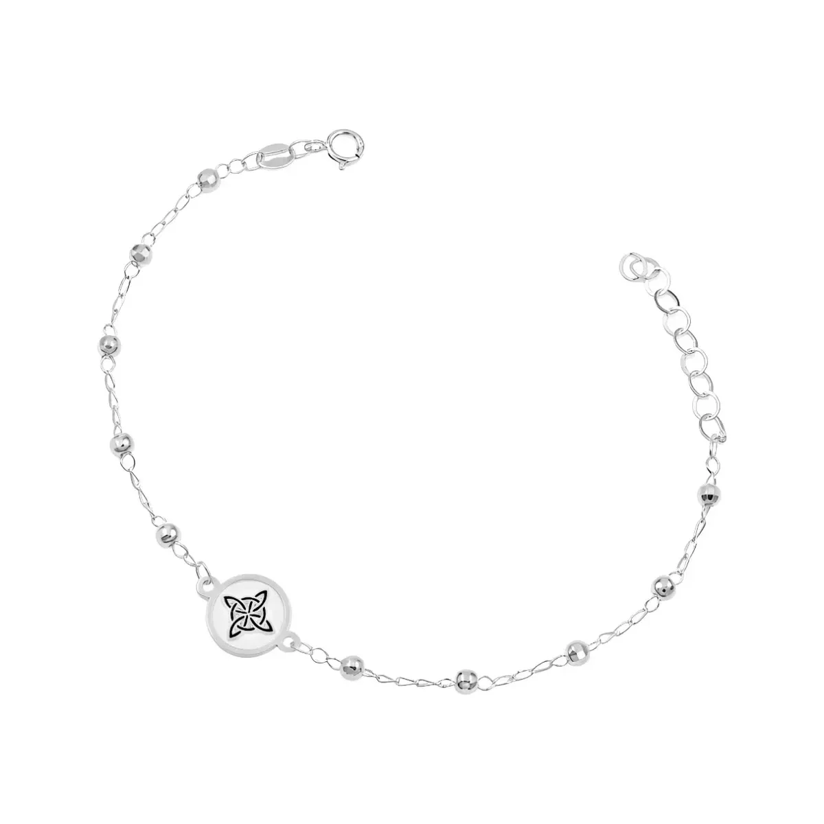 Pulsera Plata Ley .925 Ajustable Nudo de Bruja Esmaltado - Imagen 2