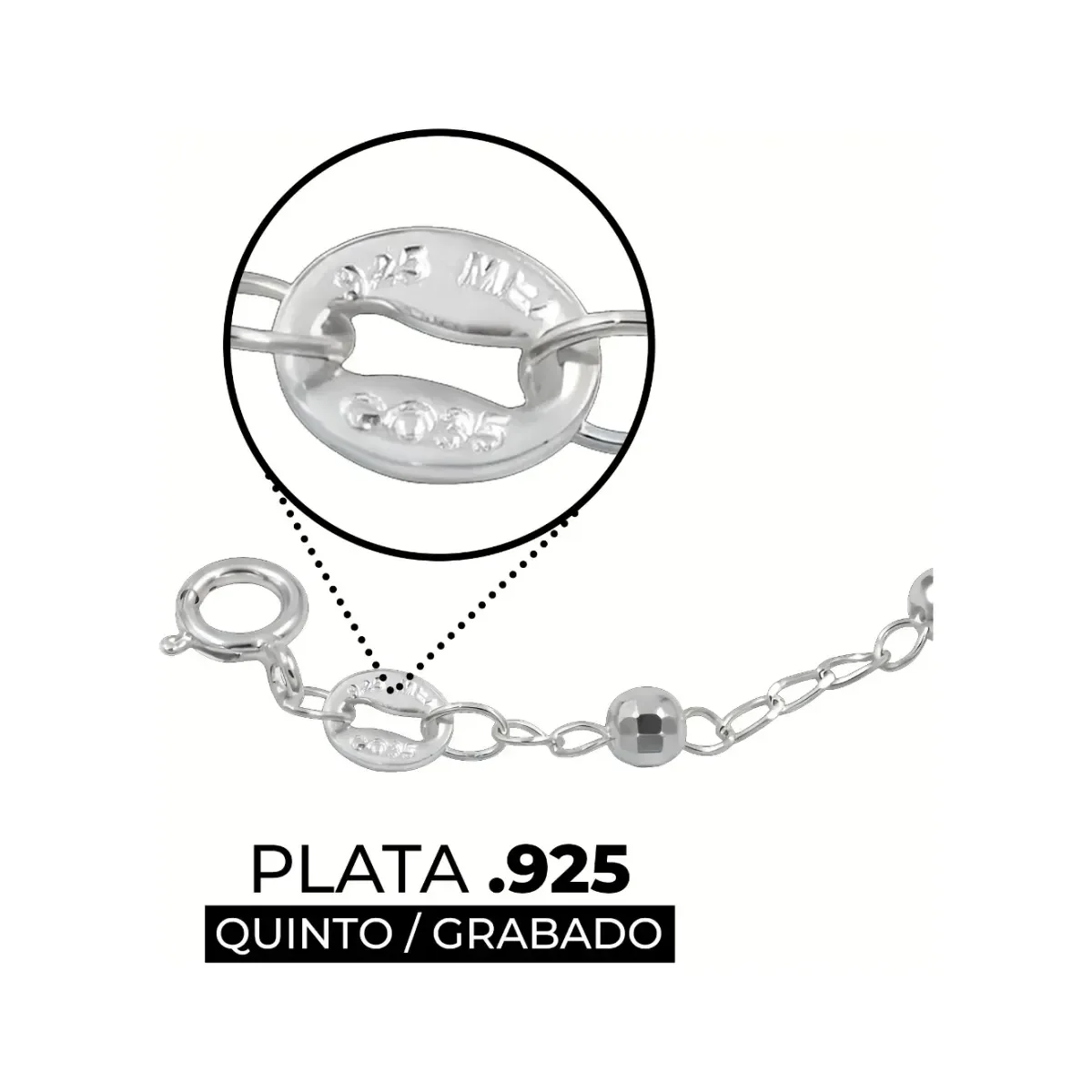 Pulsera Plata Ley .925 Ajustable Nudo de Bruja Esmaltado - Imagen 3