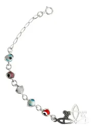 Pulsera de Plata 925 Ajustable Nudo Bruja Ojo Turco Colores - Imagen 3