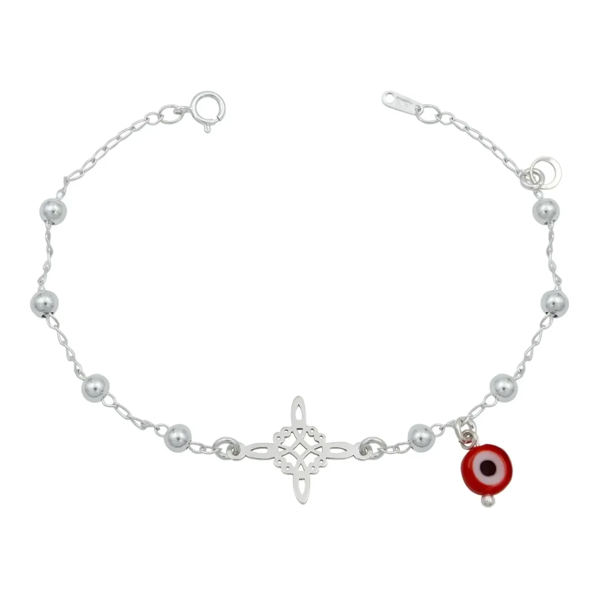 Pulsera Plata 925 ajustable Nudo de Bruja Ojo Turco en hilo rojo. Amuleto de protección, joyería espiritual minimalista.