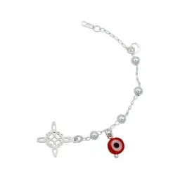 Pulsera Plata 925 Ajustable Nudo de Bruja Ojo Turco con Hilo Rojo - Imagen 4