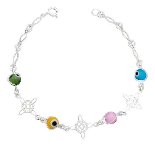 Pulsera de plata .925 multicolor Nudo de Bruja Ojo Turco — Joyaris