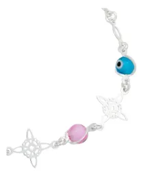 Pulsera Plata 925 Nudo Bruja Ojo Turco Multicolor Ajustable - Imagen 3