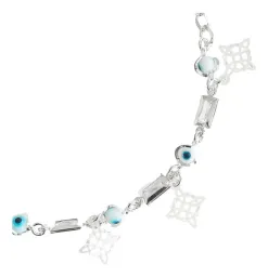 Pulsera Plata 925 Nudo Bruja Ojo Turco con Piedras Blancas Ajustable - Imagen 2