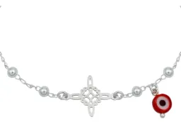 Pulsera Plata 925 Ajustable Nudo de Bruja Ojo Turco con Hilo Rojo - Imagen 2
