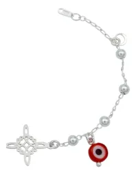 Pulsera Plata 925 Ajustable Nudo de Bruja Ojo Turco con Hilo Rojo - Imagen 4