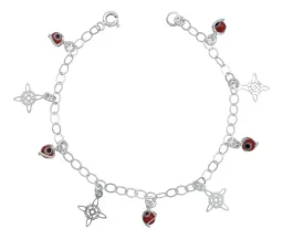Pulsera Plata 925 Ajustable Nudo Bruja Ojo Turco Rojo - Imagen 1