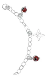 Pulsera Plata 925 Ajustable Nudo Bruja Ojo Turco Rojo - Imagen 5