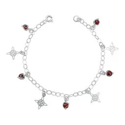 Pulsera Plata 925 Ajustable Nudo Bruja Ojo Turco Rojo - Imagen 1