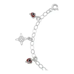Pulsera Plata 925 Ajustable Nudo Bruja Ojo Turco Rojo - Imagen 4