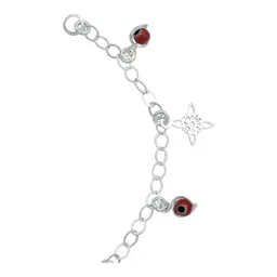 Pulsera Plata 925 Ajustable Nudo Bruja Ojo Turco Rojo - Imagen 5