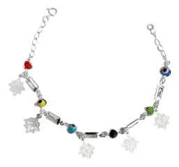 Pulsera Plata 925 Nudo de Bruja con Zirconias Multicolor Ajustable - Imagen 1