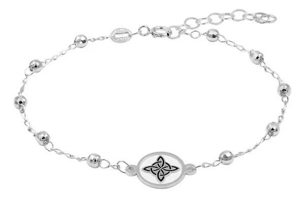 Pulsera de plata .925 blanco Nudo de Bruja ajustable esmaltado — Joyaris