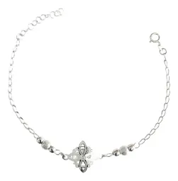 Pulsera Plata 925 Nudo de Bruja con Piedras Naturales Ajustable - Imagen 1
