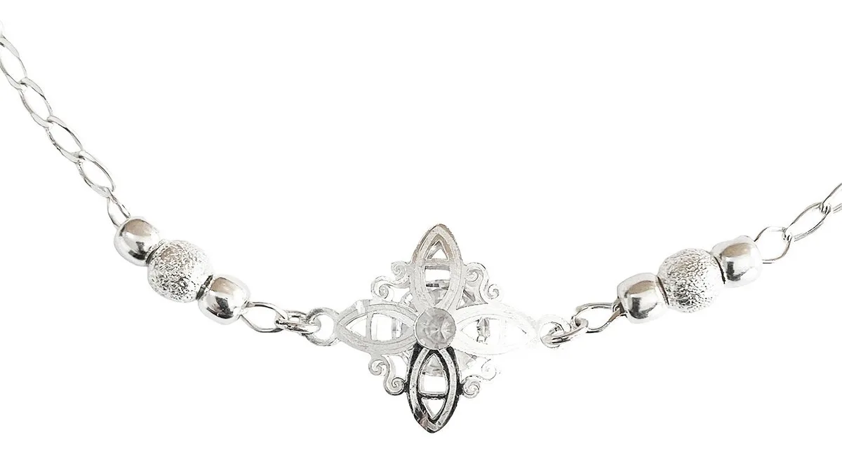Pulsera Plata 925 Nudo de Bruja con Piedras Naturales Ajustable - Imagen 1