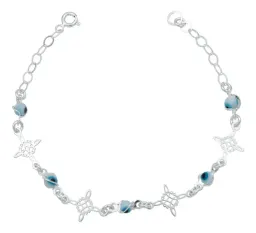 Pulsera de Plata 925 Nudo de Bruja Triqueta Ojo Turco Ajustable - Imagen 1