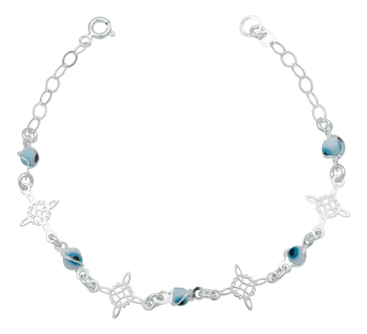 Pulsera de Plata 925 ajustable con dijes de Nudo de Bruja, Triqueta y Ojo Turco, amuleto de protección, joyería mexicana para