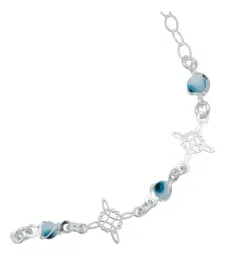 Pulsera de Plata 925 Nudo de Bruja Triqueta Ojo Turco Ajustable - Imagen 3