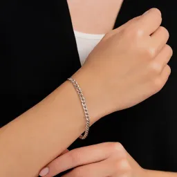 Pulsera Cubana Barbada 4mm Plata .925 19cm - Imagen 3