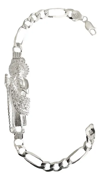 Pulsera de plata .925 blanco ajustable con dije para hombre — Joyaris