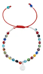 Pulsera Plata 925 Ajustable Diseño San Benito Ojo Turco Protección - Imagen 1