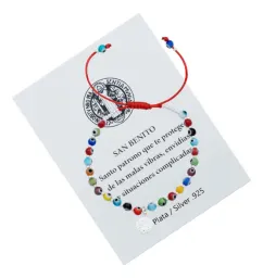 Pulsera Plata 925 Ajustable Diseño San Benito Ojo Turco Protección - Imagen 2