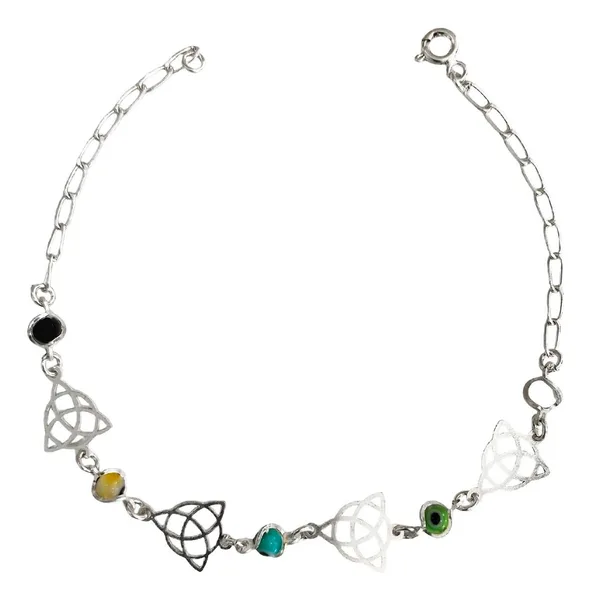 Pulsera Plata 925 Ajustable Ojo Turco Triqueta Multicolor - Imagen 1