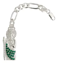 Esclava Fígaro San Judas Plata .925 Zirconia Verde - Imagen 4