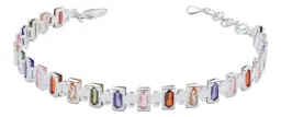 Pulsera Plata 925 Zirconias Baguette Ajustable Mujer - Imagen 1