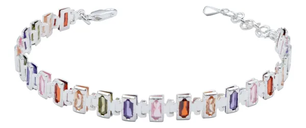 Pulsera de plata .925 multicolor zirconias baguette ajustable — Joyaris