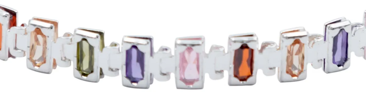 Pulsera de plata .925 multicolor zirconias baguette ajustable — Joyaris