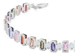 Pulsera Plata 925 Zirconias Baguette Ajustable Mujer - Imagen 4