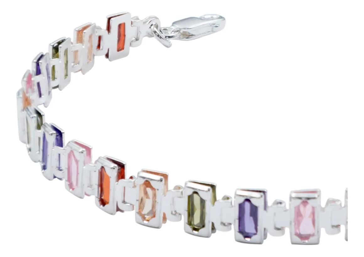 Pulsera Plata 925 Zirconias Baguette Ajustable Mujer - Imagen 4