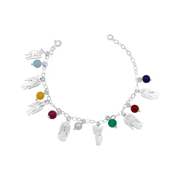Pulsera 7 Arcángeles Chakras Láser Ajustable Plata .925 - Imagen 1
