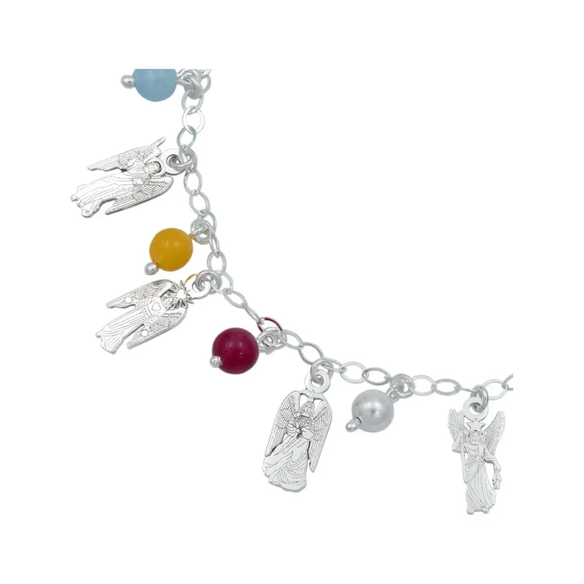 Pulsera Plata 925 Arcángeles y Chakras Ajustable Protección Espiritual - Imagen 2