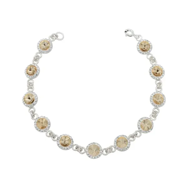 Pulsera de plata .925 amarillo zirconia broche reasa 19 cm — Joyaris