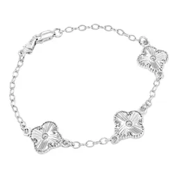 Pulsera Plata 925 Barbada Tres Tréboles Facetados - Imagen 2