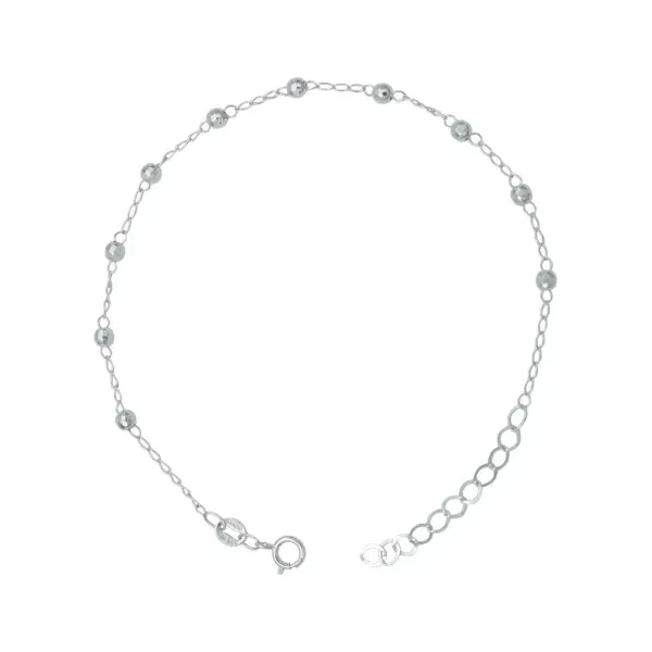 Pulsera Plata 925 Bola Diamantada Ajustable - Imagen 1