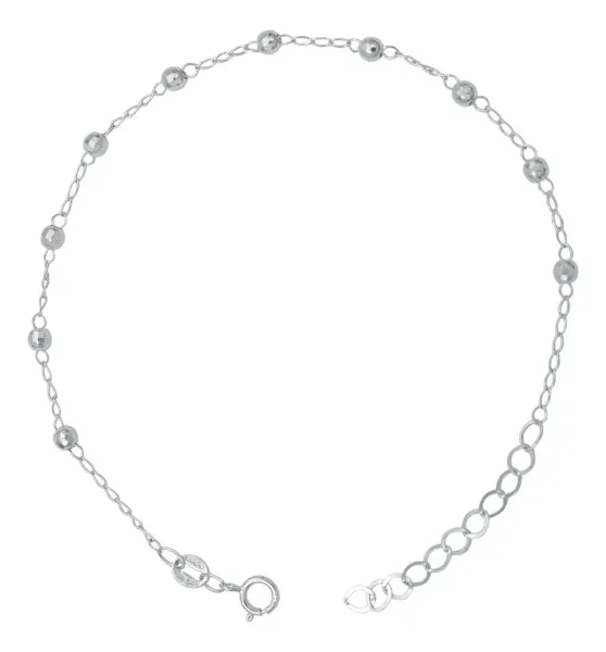Pulsera Plata 925 Bola Diamantada Ajustable - Imagen 1