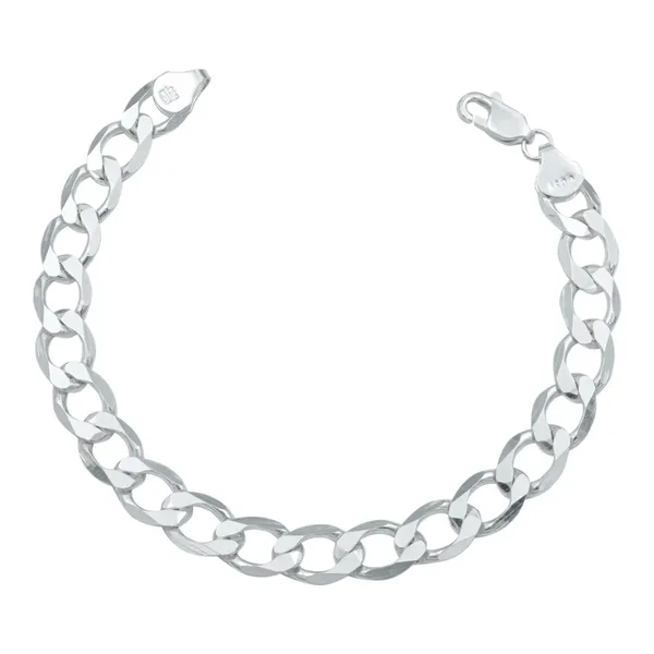 Pulsera de plata .925 plateado cubana gruesa lisa para hombre con broche perico — Joyaris