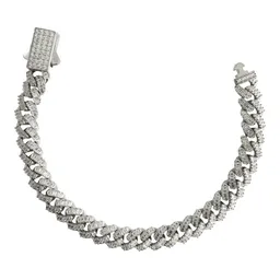 Pulsera Cadena Cubana Plata Ley .925 con Zirconias Unisex - Imagen 1