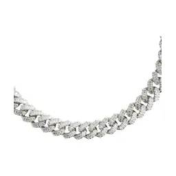 Pulsera Cadena Cubana Plata Ley .925 con Zirconias Unisex - Imagen 2