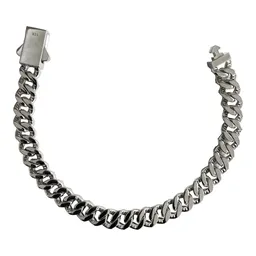 Pulsera Cadena Cubana Plata Ley .925 con Zirconias Unisex - Imagen 5