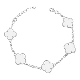Pulsera Plata 925 Cinco Tréboles Blancos Ajustable - Imagen 1