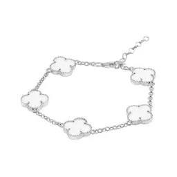 Pulsera Plata 925 Cinco Tréboles Blancos Ajustable - Imagen 2