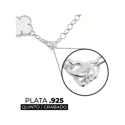 Pulsera Plata 925 Cinco Tréboles Blancos Ajustable - Imagen 3