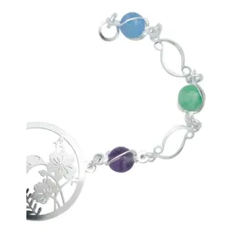 Pulsera Plata .925 Colibrí y Flores con Cuarzo Multicolor - Imagen 3