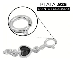 Pulsera Plata 925 Corazones Zirconia Multicolor Ajustable Modelo 1641 - Imagen 3